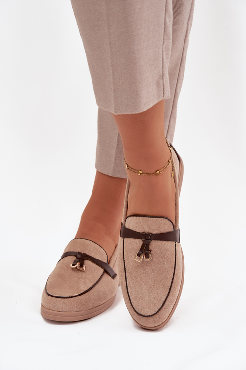 Damskie Mokasyny Loafersy Beżowe Darwen