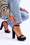 Comfortable Suede Sandals On A High Heel Black Essence
