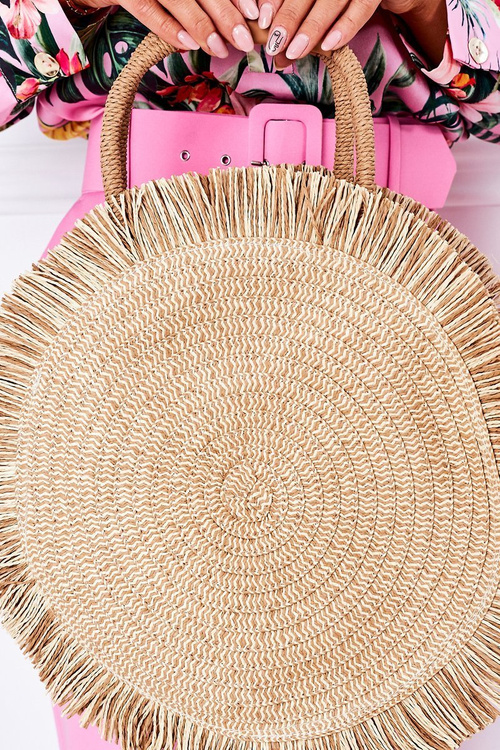 Braided Round Bag BRUNO ROSSI Beige