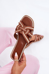Ladies Flat Slippers With Intertwined Straps Brown Acimine
