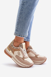 Damskie Sneakersy Na Platformie Beżowe Debizia