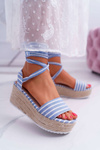 Women's Platform Platform Platform Sandals Linen Tied Blue Jolyn