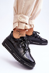 Black Platform Women's Glossy Sneakers S.Barski LR592B