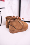 Children's Lace-up Snow Boots Insulated With Fur Brown Hunter