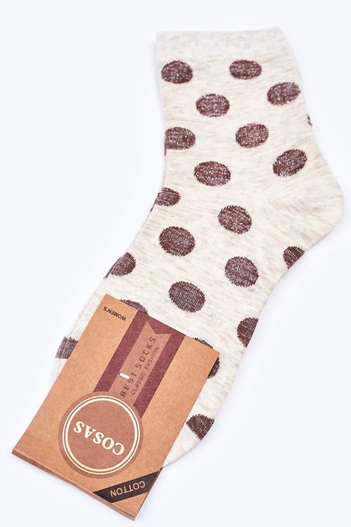 Women's Cotton Polka-Dot Socks COSAS Ecru