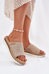 Ladies Wedge Sandals With Braiding Beige Norozi