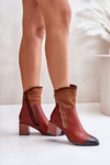 Warm Ladies Heeled Booties Brown Relabina