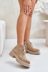 Suede Ankle Boots With Golden Decoration Beige Zazoo 2952