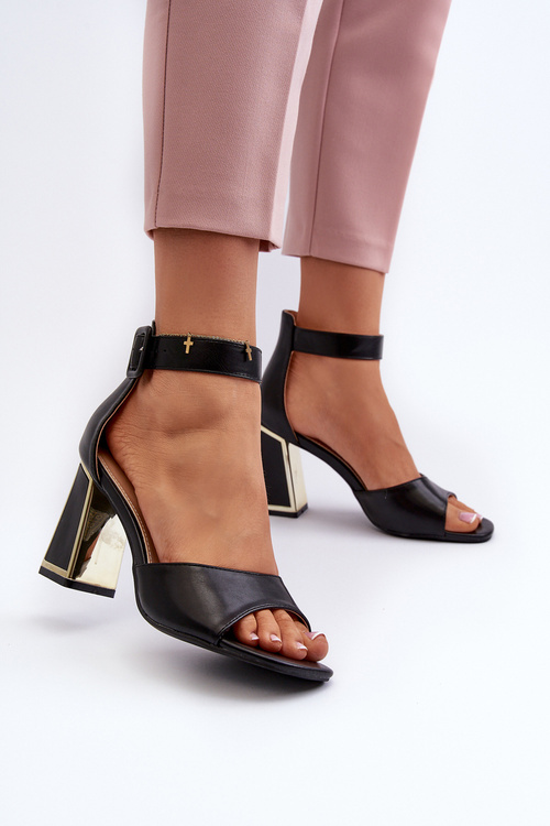 Elegant Black Women's Sandals with Heel Rosazara