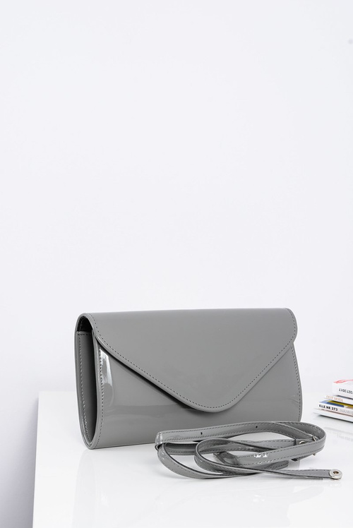 Women's Grey Lacquered Clutch Handbag