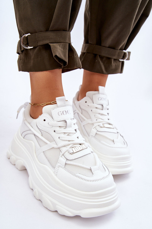 Buty Sportowe Masywna Platforma Białe GOE LL2N4029