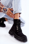 Leather Warm Lace-up Boots Black Merisha
