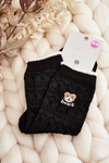Patterned Women's Socks with Bear Black