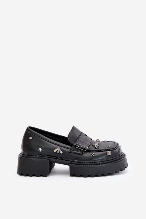 Leather Women's Shoes With Decorations D&A MR880-102 Black