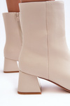 Ankle Boots with Heel and Embellishment Light Beige Adinah