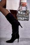 Suede High Heel Boots Black Arison