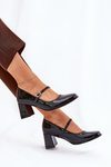Lacquered Heels On A Block With Strap And Buckle Black Tammirea