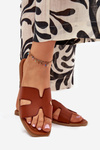 Women's Flat Sandals With Cutouts Camel Salyra