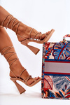 Tied Sandals On Fashionable Heels Nude Canves