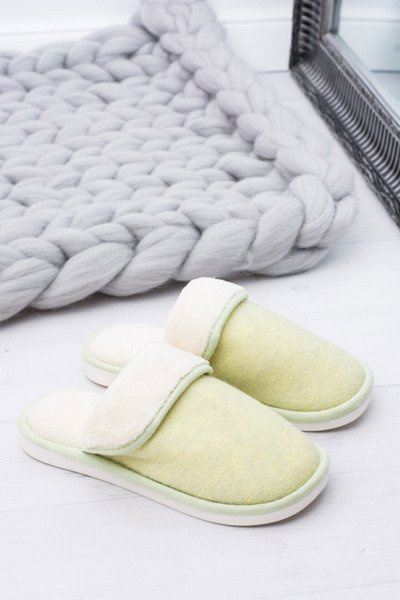 Damskie Klapki Domowe Zielone Papcie Sleepy