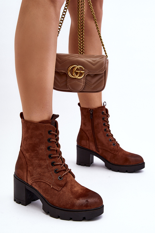 Women's Lace-Up Ankle Boots Brown Lunielle