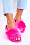 Damskie Klapki Z Futerkiem Neon Fuksja Fur