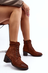 Women's Low Heel Lace-Up Ankle Boots Brown Serellia
