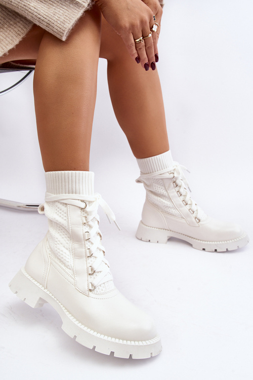 Women's lace-up ankle boots with white socks Gentiana