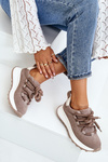 Women'S Suede Sneakers With Thick Laces Beige Artiker 54C1409
