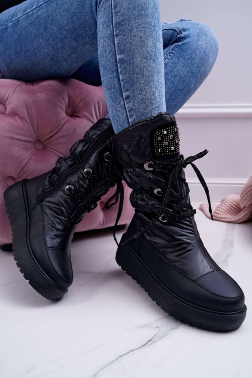 Women's Fleece-lined Snow Boots Black Honor