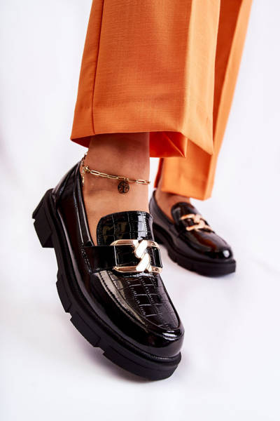 Fashionable Leather Loafers Black Loveliness