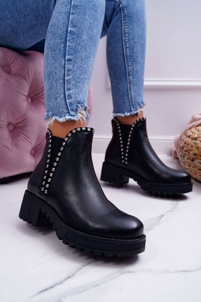 Women's Stiletto Boots With Zircons Black Sissy