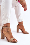 Classic Suede Heel Sandals Beige Amina
