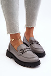 Women's Grey Faux Leather Moccasins Ledda
