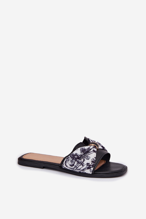 Womens Flat Sandals With Bow Black Avenza