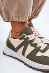 Leather Women's Sports Shoes Green-Beige Kabama