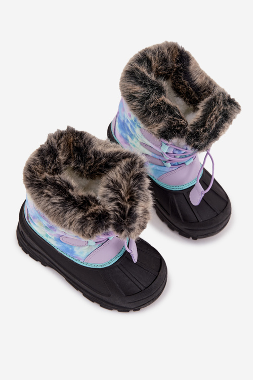 Children's Girls Snow Boots With Fur And Elastic Lee Cooper LCJ-25-10-3778 Purple