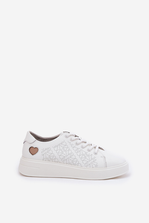 Women's Leather Sneakers On Platform Vinceza 88018 White