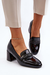 Black Patent Leather Pumps With Ornament Samassa