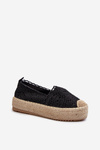 Koronkowe Damskie Espadryle Na Platformie Elarose Czarne