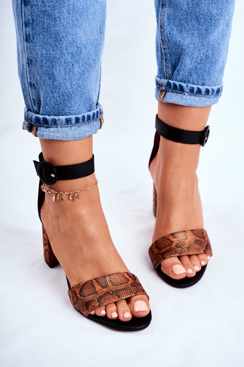 Women's Sandals Maciejka Leather Black Orange 04235-18/00-5