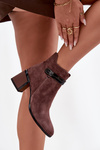 Suede Leather Women's Ankle Boots With Heel With Decorative Strap Insulated D&A CR52-650 Brown
