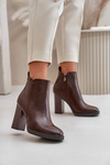 Insulated Women's Heeled Boots Eco Leather Dark Brown Teresine
