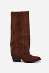 Women's Cowboy Boots With Zipper Brown Isalina
