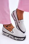 Women's Openwork Leather Sneakers Slip-On White Sorito