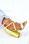 Suede High Heel Sandals Fluo Yellow Dance With Me
