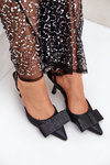 Shiny High Heels With Bow Black Gredan