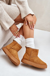 Womens Snow Boots On Platform Made Of Eco Suede Camel Atteria