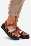 Womens sandals with straps on platform Camel Gallari