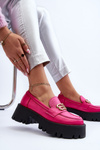 Zazoo 20164 Women's Genuine Leather Loafers Fuchsia